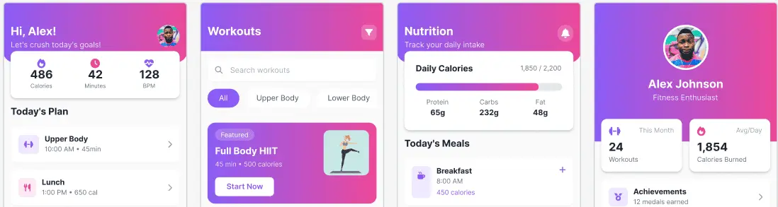 Mobile app UI design for fitness tracking